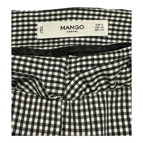 Mango MNG Women's XS Black & White Gingham Plaid Ruffle Vichy Trousers EUC - Picture 3 of 5